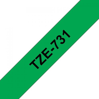 Стрічка для принтера етикеток UKRMARK B-T731P-BK/GR, сумісна з TZE731. Розміри стрічки: 12 мм х 8 м. black on зелений (900600)