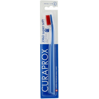 Зубна щітка Curaprox CS 3960 Super Soft Суперм&#039;яка D 0.12 мм Синя з червоною щетиною (CS 3960-01)