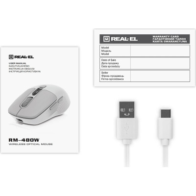 Мишка REAL-EL RM-480W Wireless/Bluetooth White (EL123200050)