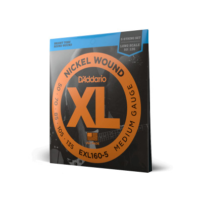 Струни для гітари D&#039;Addario XL Nickel Wound Bass Medium 5-String (50-135) (EXL160-5)