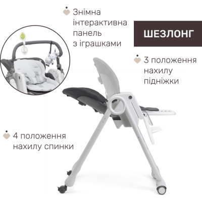 Стілець для годування Chicco Polly Magic Relax темно-сірий (79502.69)