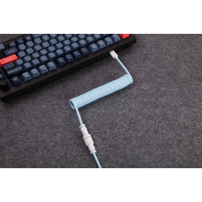 Дата кабель USB-C + USB A to USB-C 1.36m Coiled Aviator blue Keychron (CAB19_KEYCHRON)