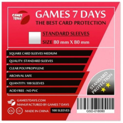 Протектор для карт Games7Days 80 х 80 мм, Square Medium, 100 шт (STANDART) (GSD-018080)
