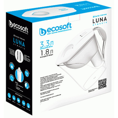 Система фільтрації води Ecosoft Фільтр-глечик Luna Classic білий 3,3 л. (5904870070659)