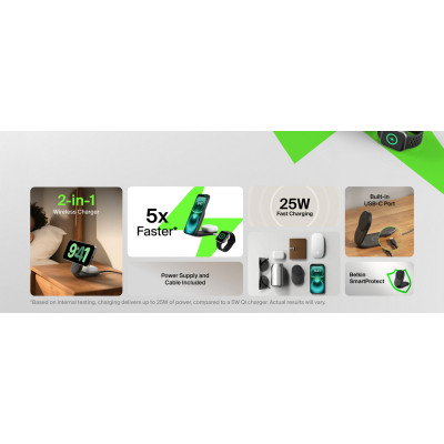 Зарядний пристрій Belkin UltraCharge Wireless 2-in-1 25W black (WIZ039KQBK)