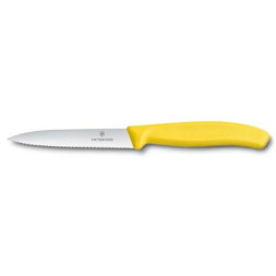 Кухонний ніж Victorinox SwissClassic для нарезки 10 см, волнистое лезвие, желтый (6.7736.L8)