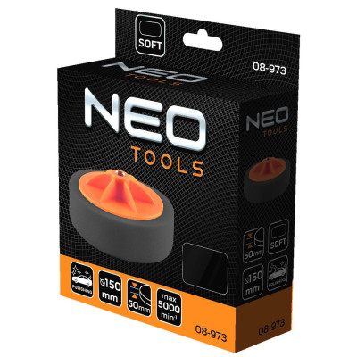 Круг зачистний Neo Tools полірувальний, губка м’яка, M14, 150x50мм (08-973)