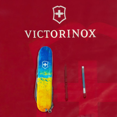 Ніж Victorinox Huntsman Ukraine 91 мм Жовто-синій малюнок (1.3713.7_T3100p)