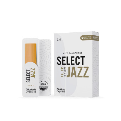 Тростина для саксофона D&#039;Addario Organic Select Jazz - Alto Sax Filed 2M - 10 Pack (ORSF10ASX2M)