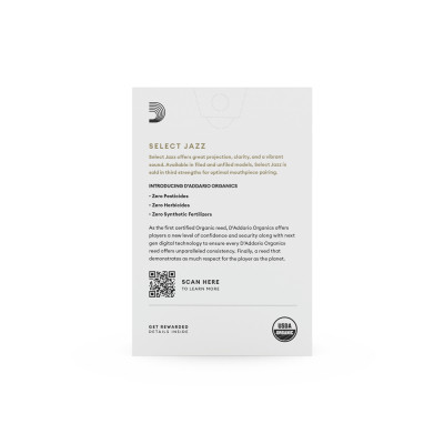 Тростина для саксофона D&#039;Addario Organic Select Jazz - Alto Sax Filed 2M - 10 Pack (ORSF10ASX2M)