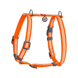 Шлея для собак WAUDOG Waterproof анатомічна Н-подібна, світловідбивна S помаранчева (32804)