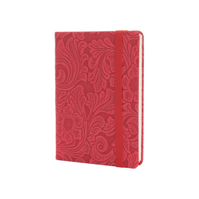 Книга записна Optima А6 LADY тверда обкладинка текстиль, гумка, кремовий блок, лінія червоний (O20389-03)