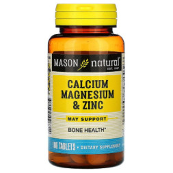 Мінерали Mason Natural Кальцій, магній та цинк, Calcium Magnesium &amp; Zinc, 100 табле (MAV-09681)