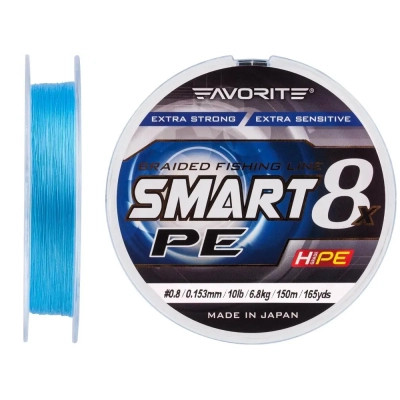 Шнур Favorite Smart PE 8x 150м 0.8/0.153mm 10lb/6.8kg Sky Blue (1693.10.72)