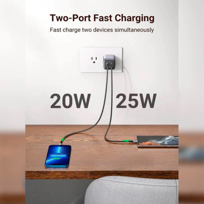 Зарядное устройство Ugreen 2xUSB 40W GAN (Type-C 25W+20W) PD CD294 (90573)