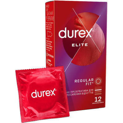 Презервативи Durex Elite латексні з силіконовою змазкою (тонкі) 12 шт. (5010232954229)