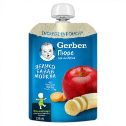 Дитяче пюре Gerber Яблуко, банан, морква 150 г (1227057)