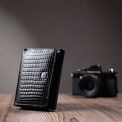 Гаманець ST Leather З натуральної шкіри Чорний (22732)