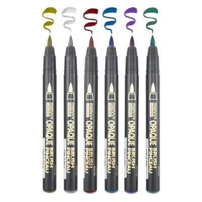 Маркер Marvy Набір маркерів на водній основі Opaque Brush, металіки, 6 кольорів (752481951820)
