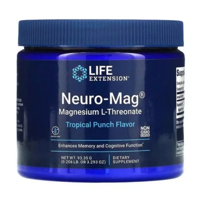Мінерали Life Extension Магній L-Треонат, смак тропічного пуншу, Neuro-Mag, 93,35 г (LEX-2032)