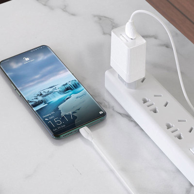 Зарядний пристрій BOROFONE BA47A Mighty speed single port QC3.0 3A + Type-C cable White (BA47ACW)