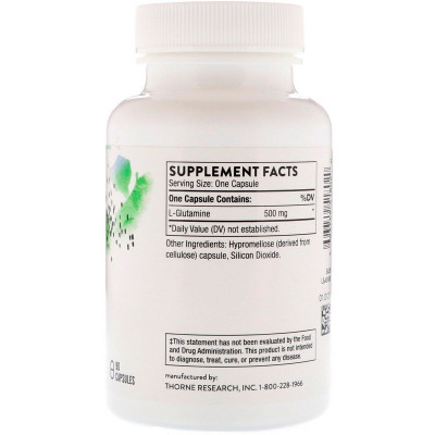 Амінокислота Thorne Research L-Глютамин, L-Glutamine, 90 капсул (THR-51802)