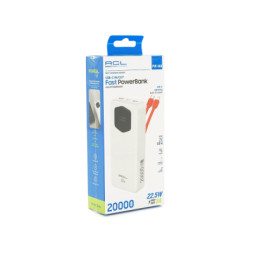 Батарея універсальна ACL 20000mAh, 22.5W, cables Type-C + Lighting, White (ACL PW-140)