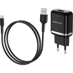 Зарядний пристрій BOROFONE BA36A High speed single port QC3.0 charger set(Type-C) Black (BA36ACB)