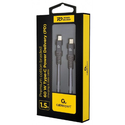 Дата кабель USB-C to USB-C 1.5m 60W USB 2.0 Cablexpert (CC-USB2B-CMCM60-1.5M)