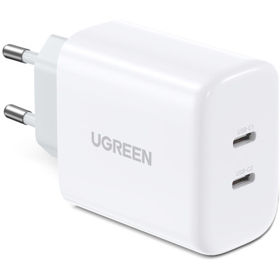 Зарядное устройство Ugreen 2xUSB 40W PD (2xType-C) PD CD243 White (10343)