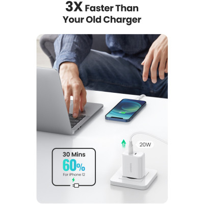 Зарядное устройство Ugreen 2xUSB 40W PD (2xType-C) PD CD243 White (10343)