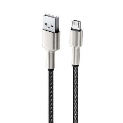 Дата кабель USB 2.0 AM to Micro 5P 1.0m head metal black ColorWay (CW-CBUM046-BK)