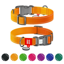 Нашийник для тварин WAUDOG Nylon Mono з QR паспортом, пластиковий фастекс S помаранчевий (52094)