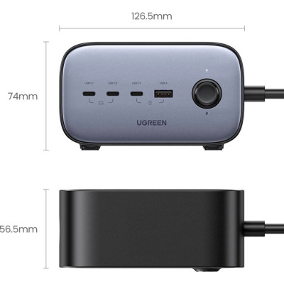 Зарядний пристрій Ugreen 4xUSB 100W Nexode Pro (3хUSB-C+USB-A+2хSchuko) CD270 (60167)