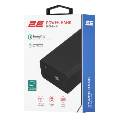 Батарея універсальна 2E 20000mAh, PD/65W, QC (2E-PB2014PD-BLACK)