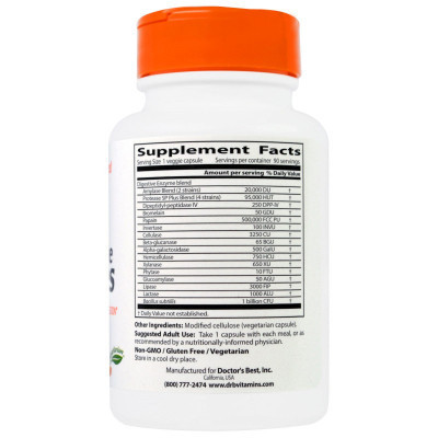 Пробіотики Doctor&#039;s Best Травні ферменти, Digestive Enzymes, 90 капсул (DRB-00047)