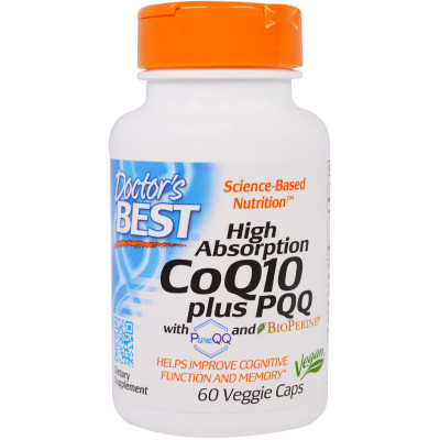Антиоксидант Doctor&#039;s Best Коензим Q10 Високої абсорбацию + PQQ (В14), BioPerine, 60 ге (DRB00428)