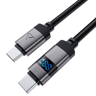 Дата кабель USB-C to USB-C 1.2m 60W digital display C15-03 Black Acefast (6974316283720)