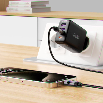 Дата кабель USB-C to USB-C 1.2m 60W digital display C15-03 Black Acefast (6974316283720)