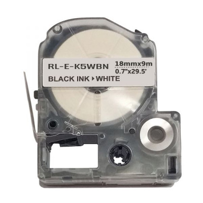 Стрічка для принтера етикеток UKRMARK RL-E-K5WBN-BK/WT, аналог LK5WRN. 18 мм х 9 м (900278)