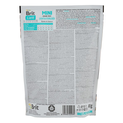 Сухий корм для собак Brit Care GF Mini Light &amp; Sterilised 400 г (8595602521074)