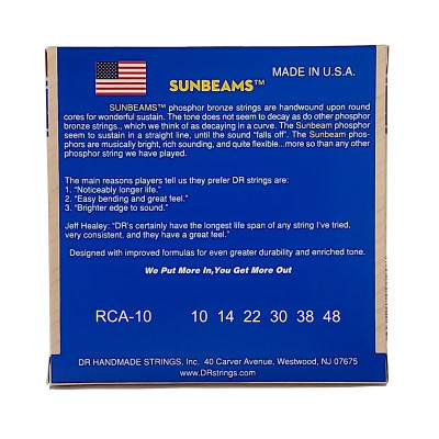 Струни для гітари DR Strings SUNBEAM Acoustic Phosphor Bronze - Extra Light (10-48) (RCA-10)