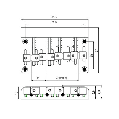 Бридж для гітари Paxphil BB012 Chrome