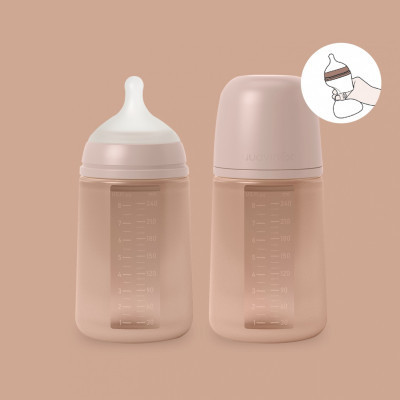 Пляшечка для годування Suavinex Colour Essence силіконова, повільний потік,240 мл, нюдова (308072)