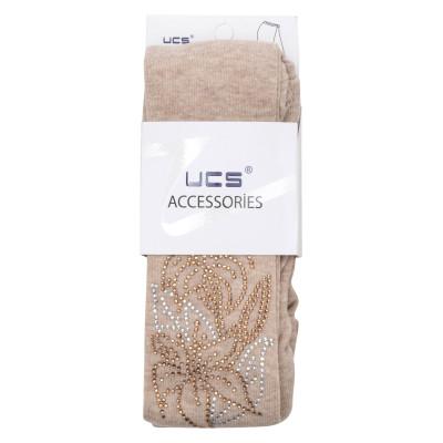 Колготки дитячі UCS Socks з квіткою зі страз (M0C0302-1041-7G-beige)