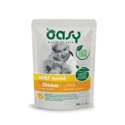 Вологий корм для кішок OASY Adult Hairball з куркою 85 г (8053017343761)
