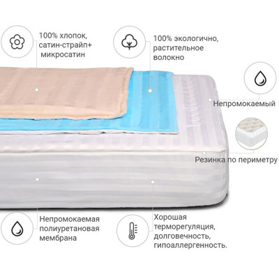 Наматрацник MirSon бавовняний Valentino Waterproof Cotton 273/1 140x200 см (2200000339966)