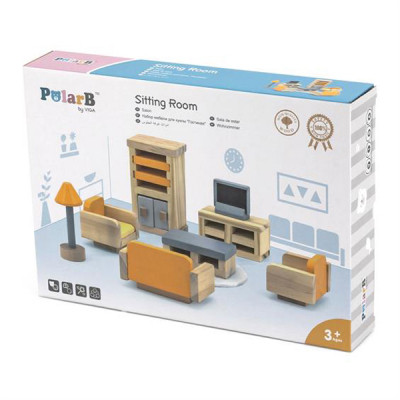 Ігровий набір Viga Toys Дерев&#039;яні меблі для ляльок PolarB Вітальня (44037)