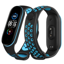 Ремінець до фітнес браслета BeCover Nike Style для Xiaomi Mi Smart Band 5 Black-Blue (705150)