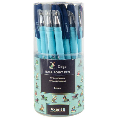 Ручка кулькова Axent Dogs, синя (AB1049-31-A)